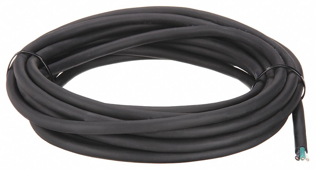 PORTABLE CORD, 3 CONDUCTORS, 6 AWG WIRE SIZE, EPDM RUBBER, BLACK, 100 FT L, SOOW