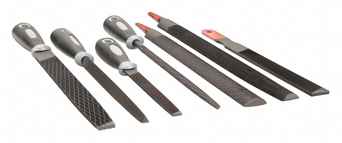 PETROCHEMICAL FILE SET, INCLUDES HANDLE, 7 PIECES, BASTARD CUT, POUCH