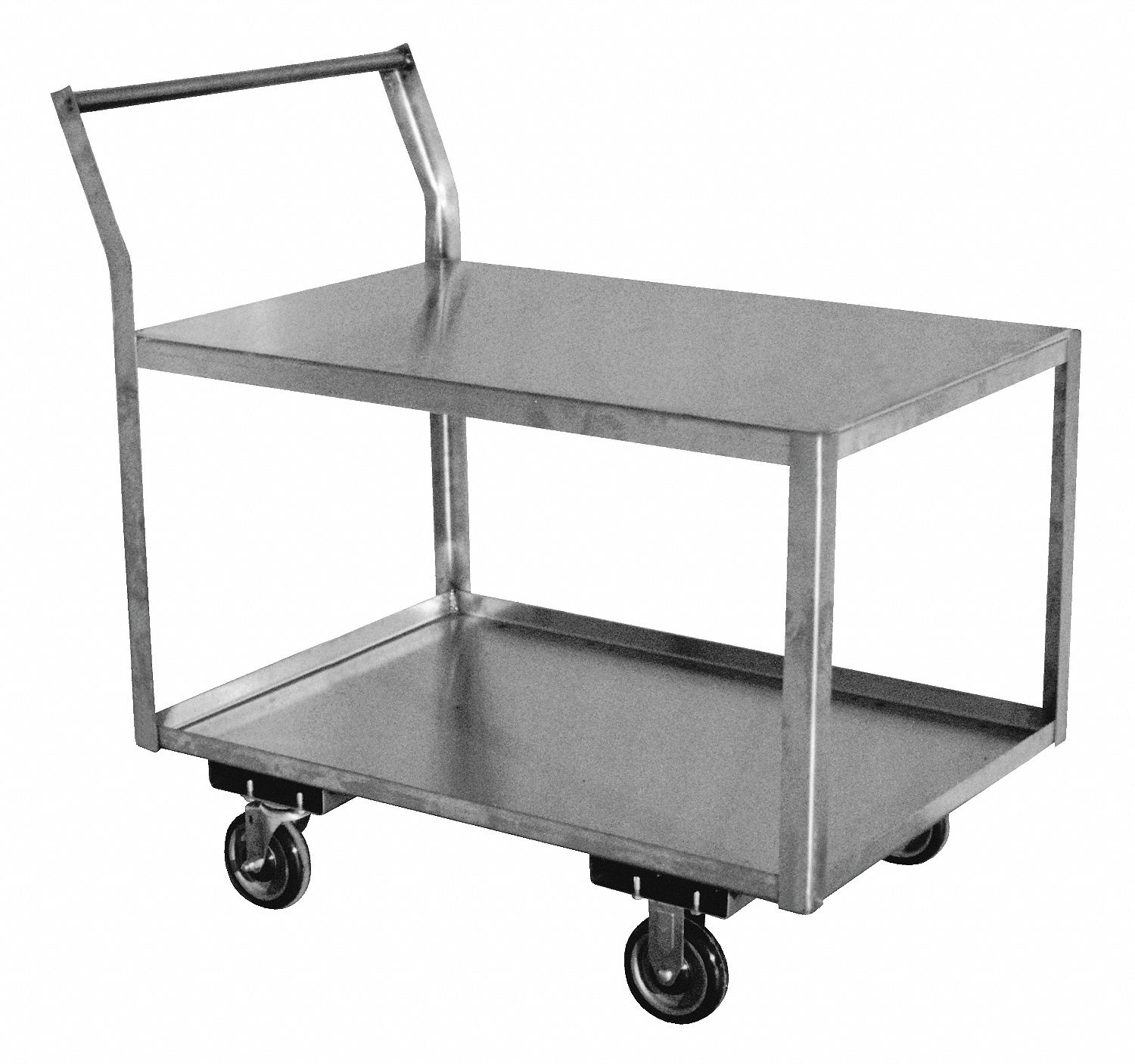 Raised Handle Utility Cart, Load Capacity 1200 lb, Number of Shelves 2 ...