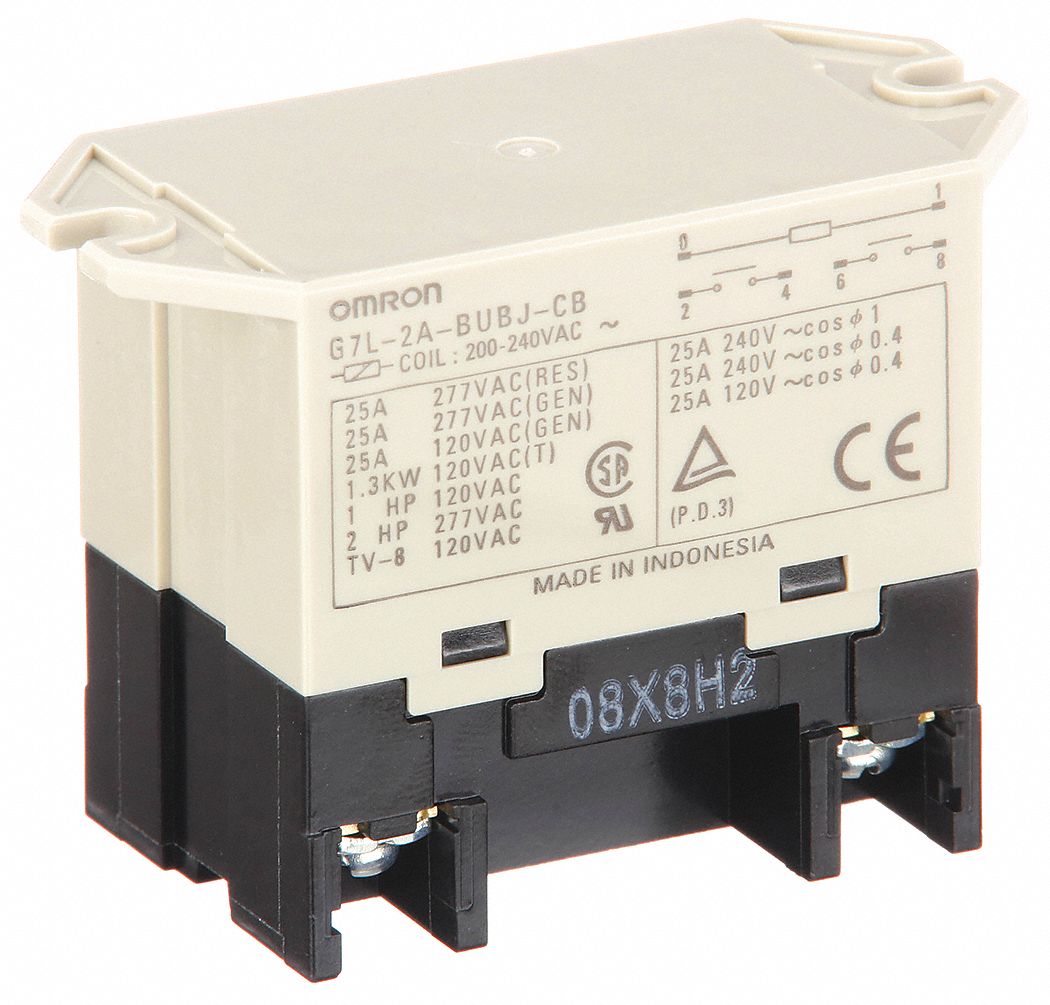 ENCLOSED POWER RELAY, SURFACE (TOP FLANGE) MOUNTED, 30 A CURRENT RATING, 200/240V AC, DPST-NO