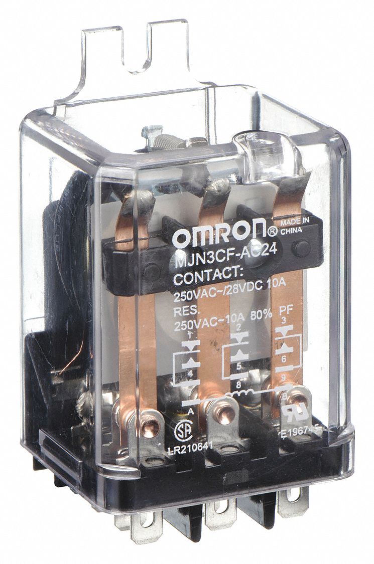 FLANGE MOUNT RELAY, SURFACE (SIDE FLANGE) MOUNTED, 10 A CURRENT RATING, 24V AC, 3PDT