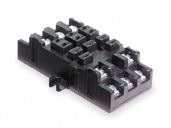Relay Socket: 10 A Rating, Surface Socket Mounting, 11 Pins, C Socket, Elevator