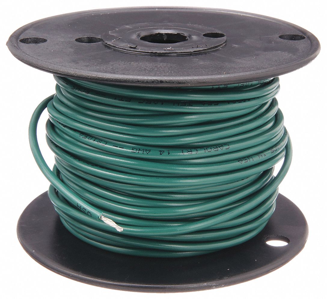 HOOKUP WIRE, 14 AWG WIRE SIZE, GREEN, 100 FT L