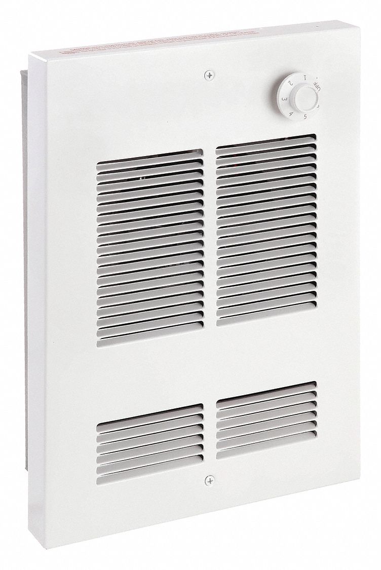 RECESSED ELECTRIC WALL-MOUNT HEATER, 1,500/2,000W, 208/240V ACASE, WHITE, UNIT-MOUNTED