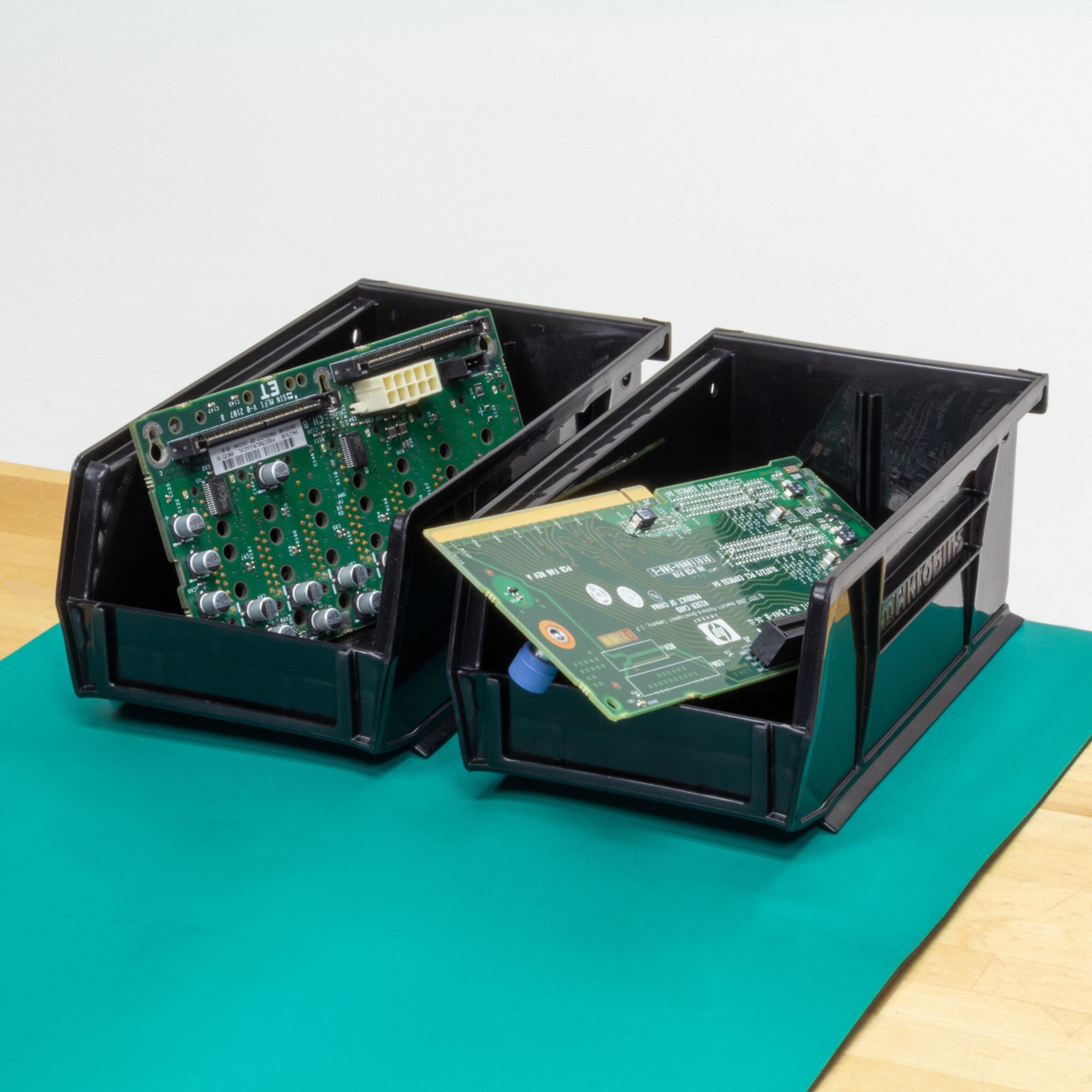 AKROMILS ESD Conductive Bin, Black, 7 3/8 in Outside Length, 4 1/8 in Outside Width, 3 in