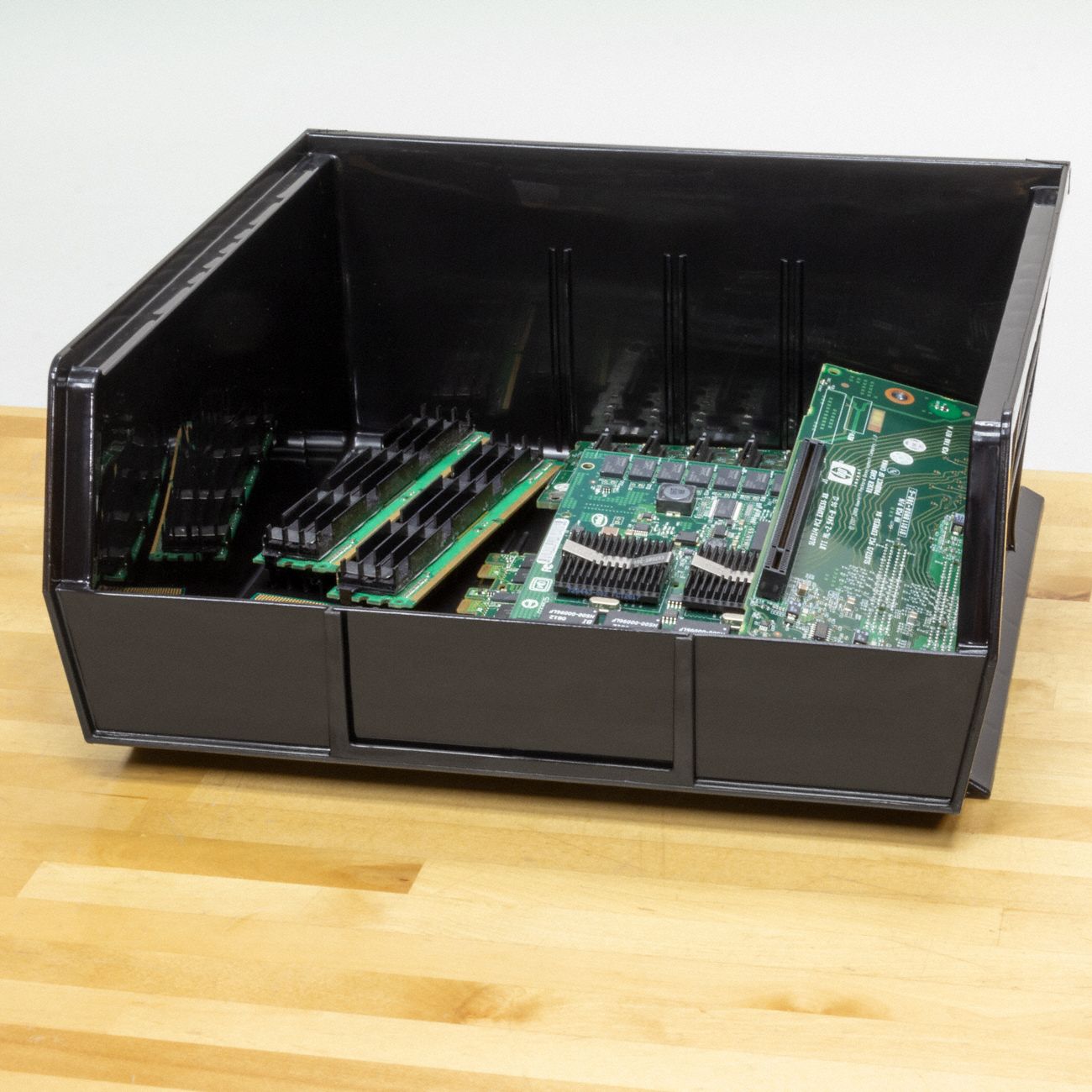 AKROMILS ESD Conductive Bin 11 in x 10 7/8 in x 5 in, Black, 50 lb Load Capacity 5ZL01