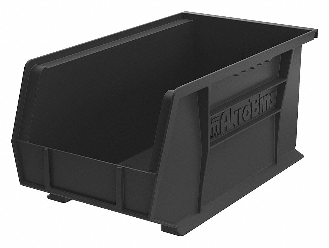 AKRO-MILS ESD Conductive Bin, Black, 14 3/4 in Outside Length, 8 1/4 in ...