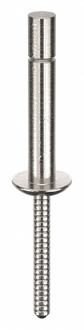 Blind Rivet, 1 13/100" L, 1/4" dia, PK500: Inch, 1 1/8 in Overall Lg, 1 1/8 in Body Lg, Dome, 500 PK