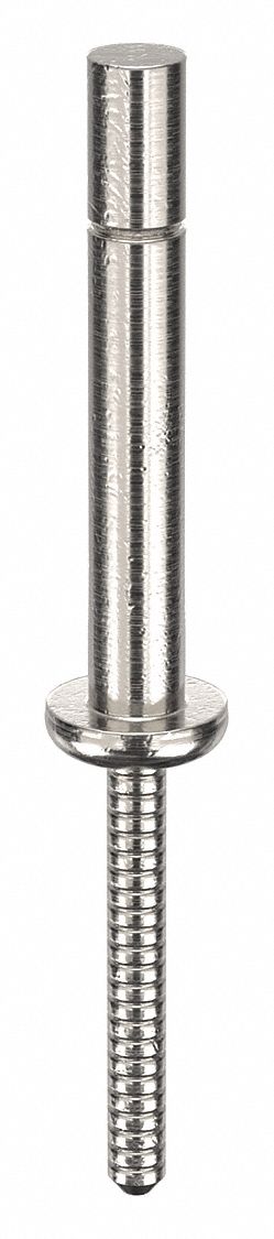Blind Rivet, 1 51/200" L, 0.25" dia, PK500: Inch, 1 1/4 in Overall Lg, 1 1/4 in Body Lg, Plain, 500 PK