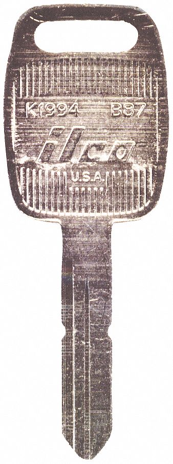 Key Blank: Key ID # K1994 (B87), Brass, Nickel Plated