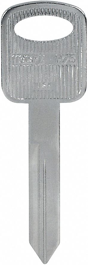 Key Blank: Key ID # DA36/H75, Brass, Nickel Plated