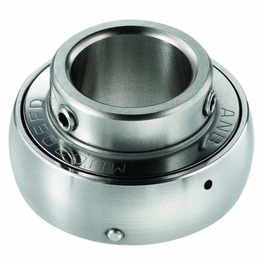 NTN Insert Bearing: SUC206-19, 1 3/16 in Bore, 2 7/16 in OD, 0.748 in Outer  Ring Wd, Set Screws