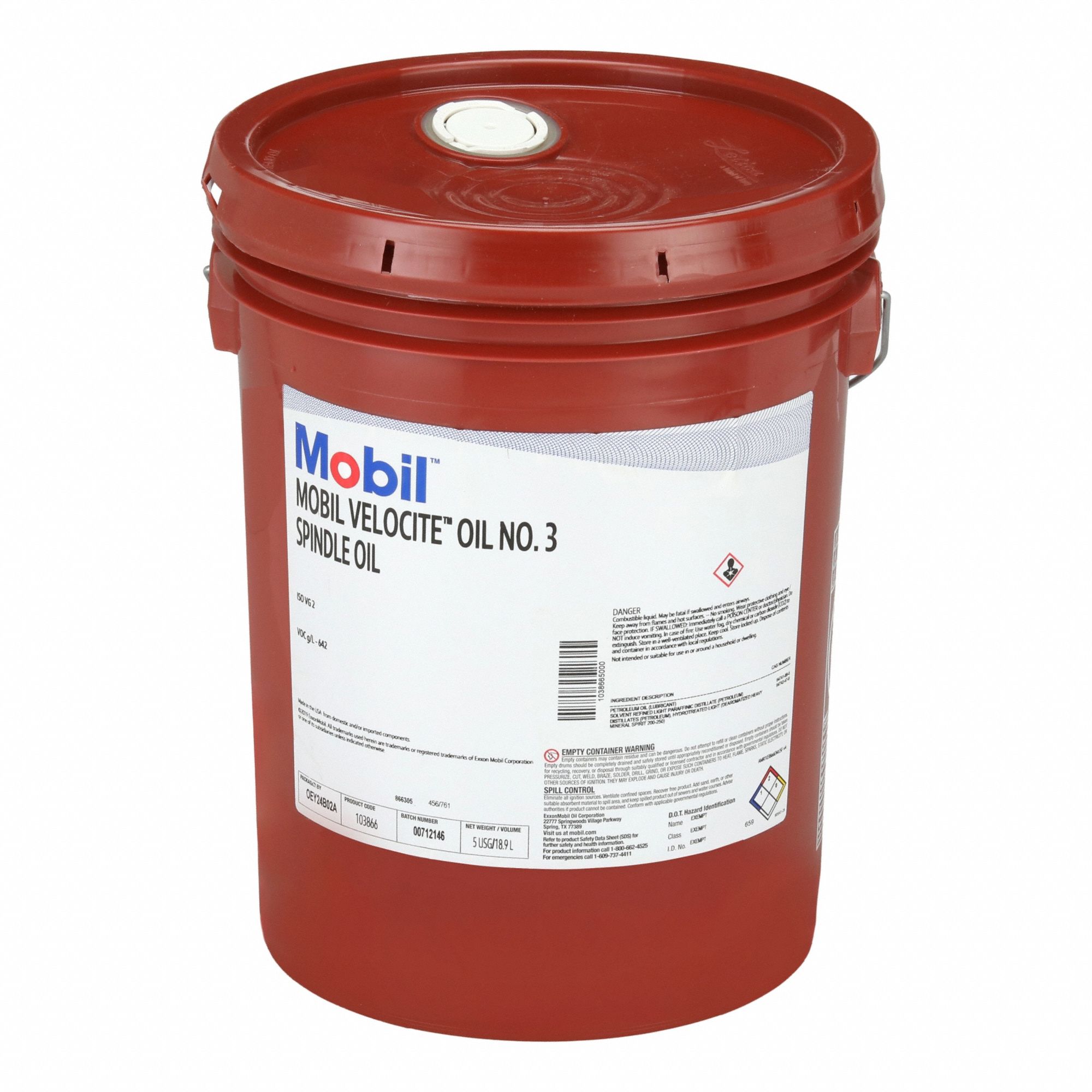MOBIL, Velocite No. 3, 5 gal, Spindle Oil - 5ZN14|103866