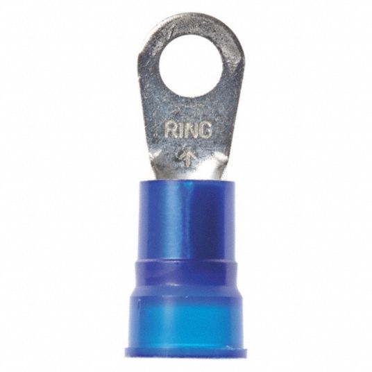 3M Ring Terminal, Blue Nylon, Brazed Seam, 6 AWG, 10 PK 5ZNR3MN614R