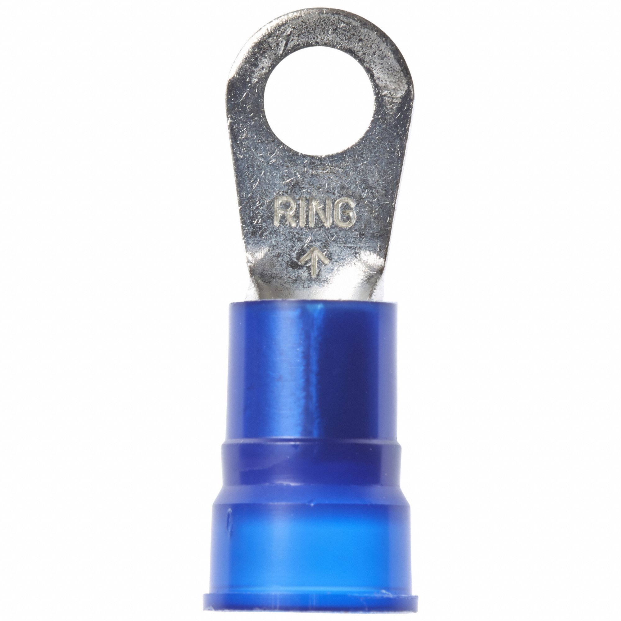 Ring Terminal: Blue, Nylon Insulation, 1/4 in Stud Size, 6 AWG to 6 AWG Wire Sizes, 1, 000 V
