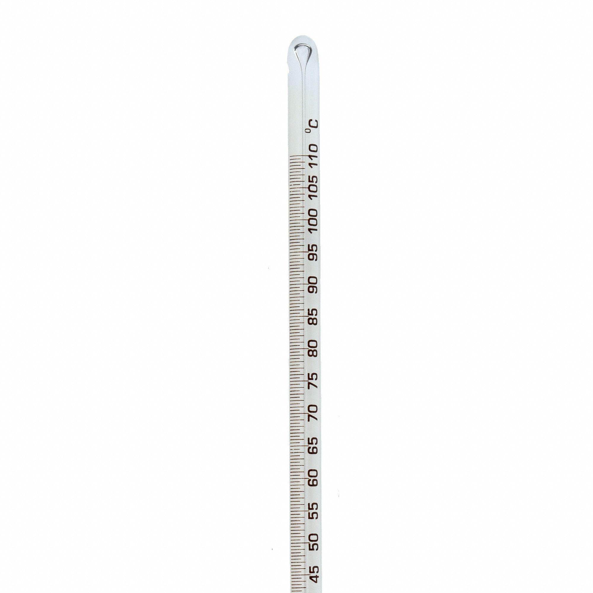 THERMCO Liquid In Glass Thermometer, Partial Immersion, 0° to 110°C, Celsius, Immersion Depth 35