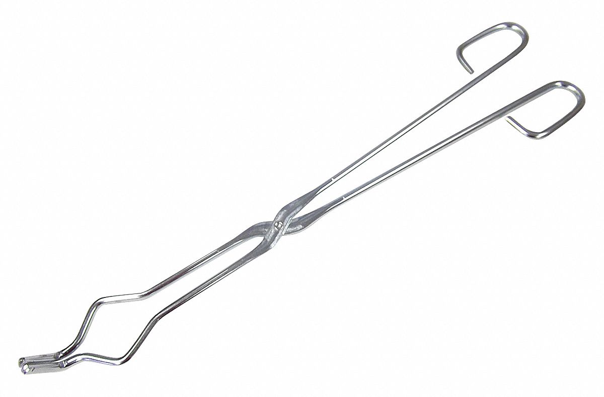 5ZPT6 - Crucible Tongs 18 In Nickel Plated Steel