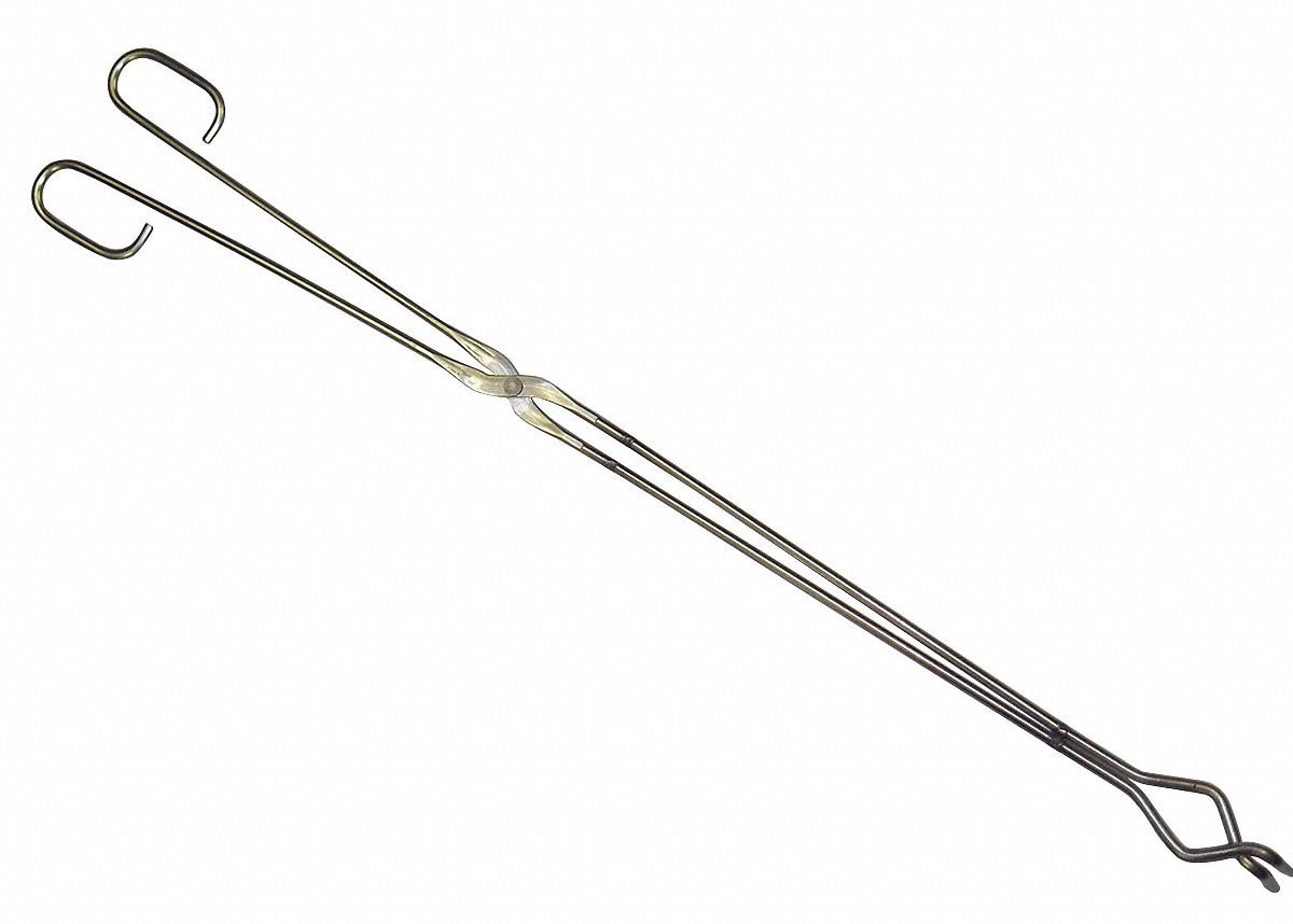 GRAINGER APPROVED ExtraLong Tongs, Nickel Plated Steel, 20 in Overall