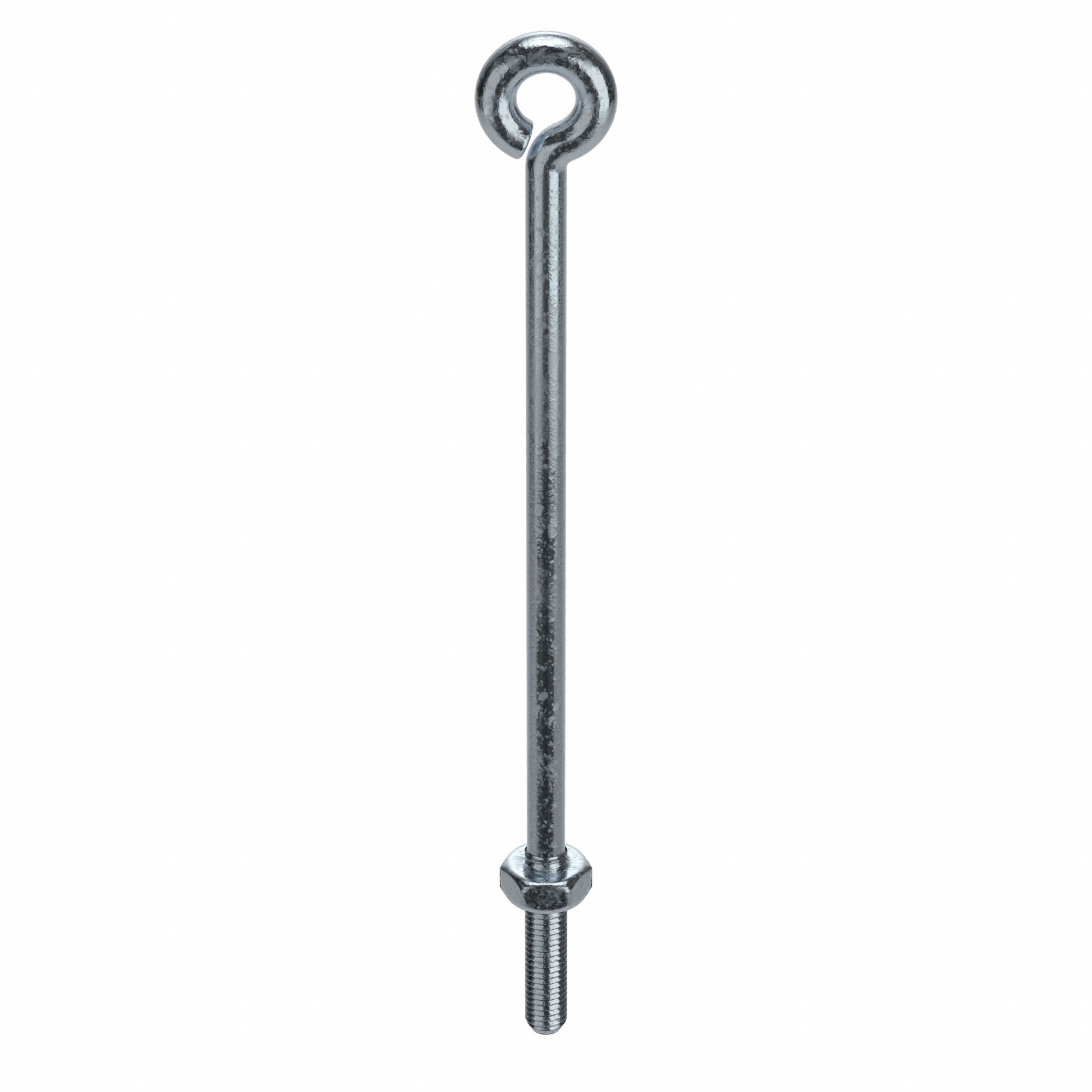 Routing Eye Bolt: Without Shoulder, Steel, Zinc-Plated, 1/2"-13 Thread Size, 2 1/2 in Thread Lg