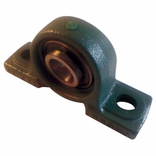 TRITAN Pillow Block Bearing: 25 mm Bore, Cast Iron, Set Screws, 36.5 mm  Shaft Ht, 140 mm Overall Lg