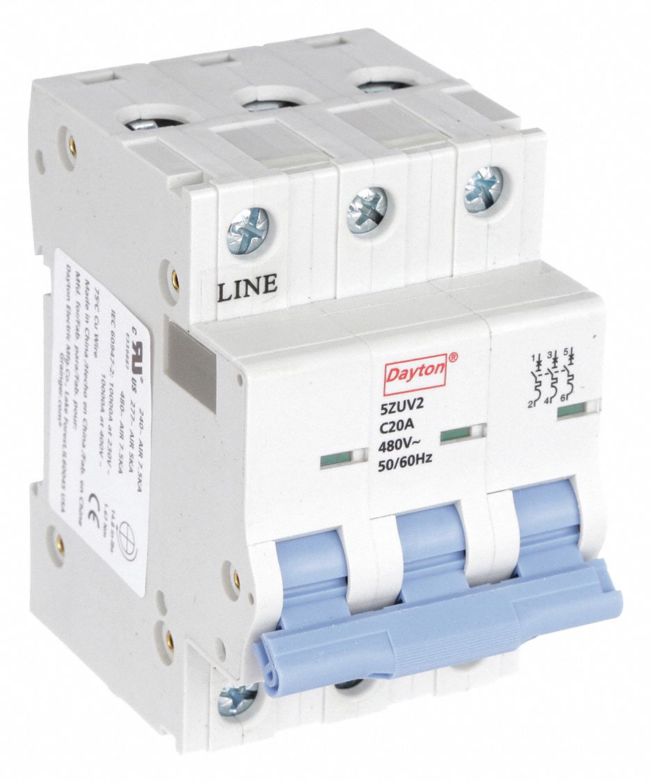 IEC Supplementary Protector: 20 A Amps, 7.5kA at 480V AC, Screw Clamp, NDB2-63 C20/3, 480V AC