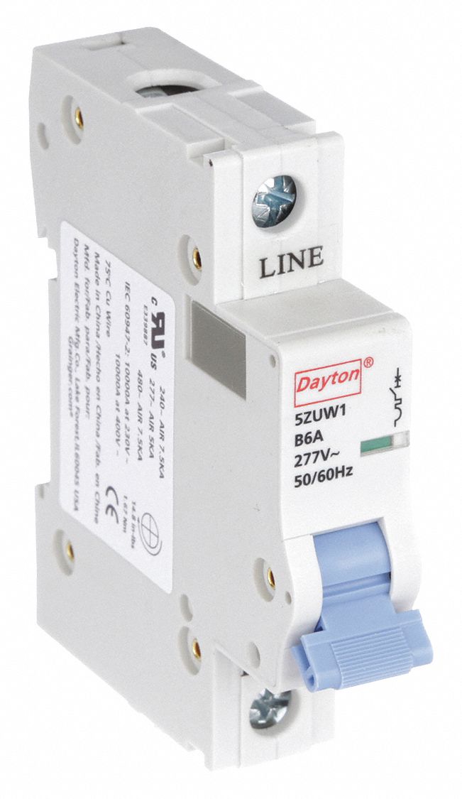 IEC Supplementary Protector: 6 A Amps, 5kA at 277V AC, Screw Clamp