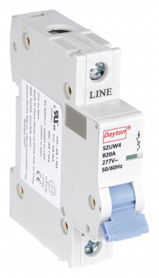 IEC Supplementary Protector: 20 A Amps, 5kA at 277V AC, Screw Clamp, B