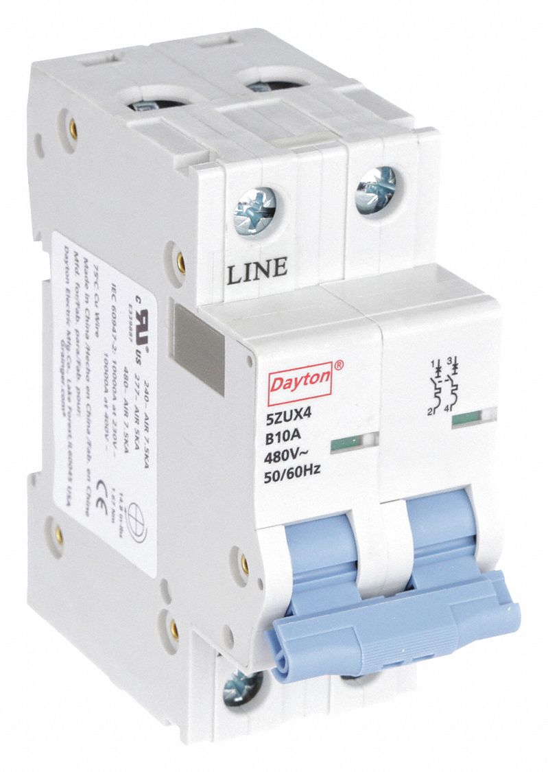 IEC Supplementary Protector: 10 A Amps, 7.5kA at 480V AC, Screw Clamp, NDB2-63 B10/2, 480V AC