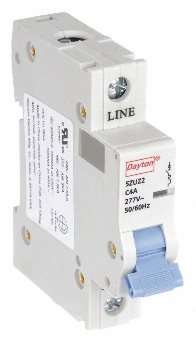 IEC Supplementary Protector: 4 A Amps, 5kA at 277V AC, Screw Clamp, C