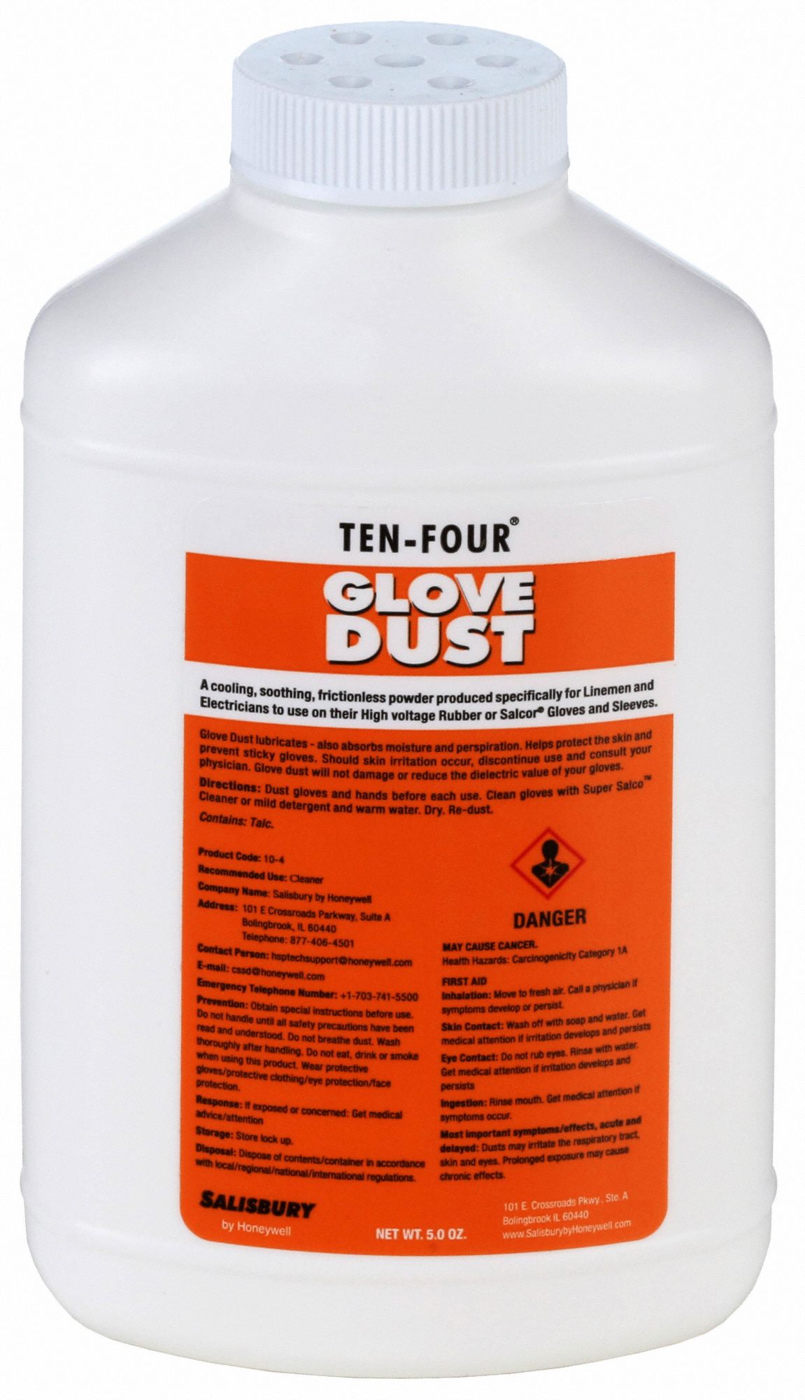 SALISBURY Glove Dust, Color White 5ZV62104CSES Grainger