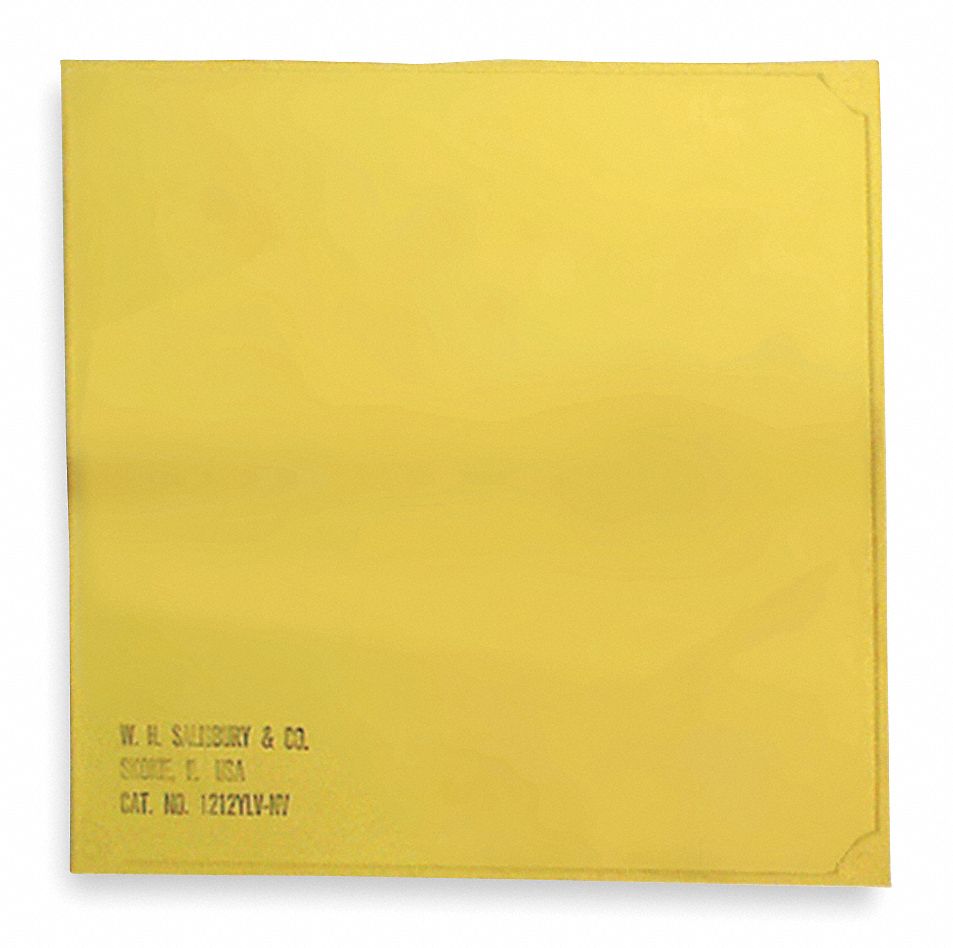Insulating Blanket: Yellow, 0, 3 ft Lg, 3 ft Wd, ASTM, 1, 000 AC Max. Use Volt, Rubber