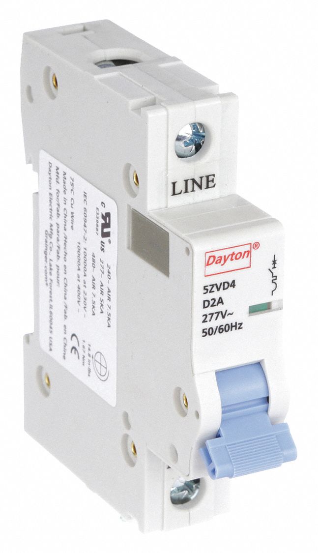 IEC Supplementary Protector: 2 A Amps, 5kA at 277V AC, Screw Clamp, D
