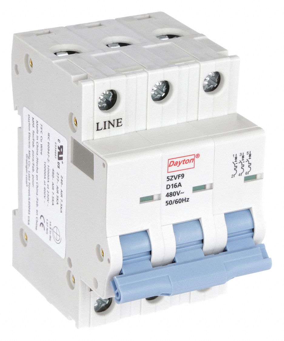 IEC Supplementary Protector: 16 A Amps, 7.5kA at 480V AC, Screw Clamp, NDB2-63 D16/3, 480V AC