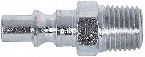 Quick Coupler Plug: 1/4 in Body Size, 1/4 in Hose Fitting Size, MNPT, 2 PK