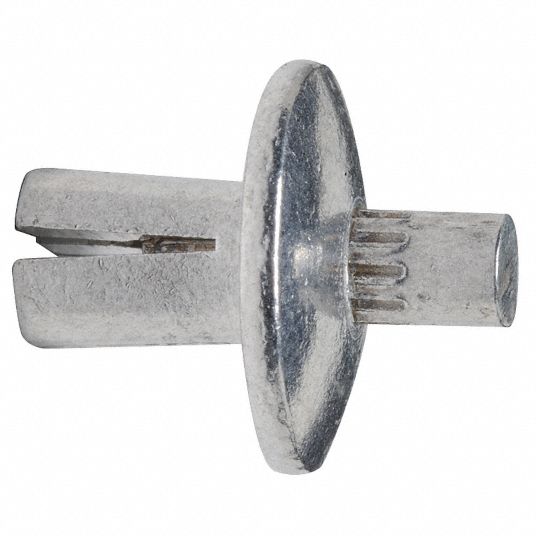 Drive Rivet: 17/32 in Overall Lg, 1/4 in Rivet Dia, Aluminum, Plain, 5/8 in  Head Dia, 500 PK