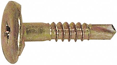 Wood Screw: #10 Size, 1 1/4 in Lg, Steel, Zinc Yellow, Wafer, Phillips, 250 PK