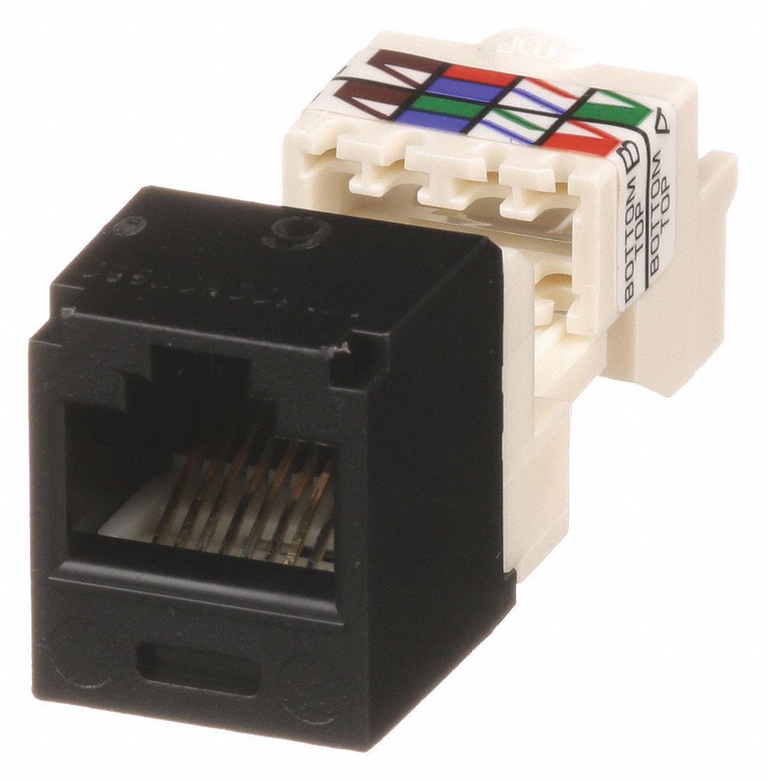PANDUIT Modular Jack, Black, Plastic, Series Mini Com, Cable Type