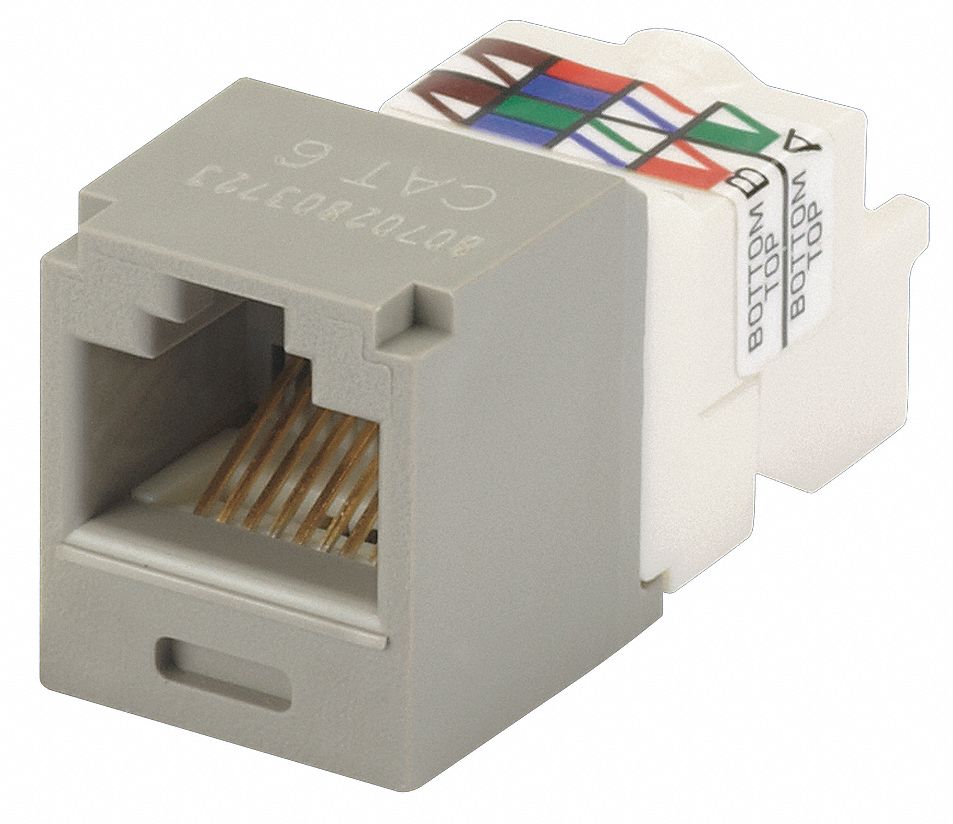 PANDUIT Modular Jack, Gray, Plastic, Series Mini Com, Cable Type CAT6