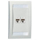 FACEPLATE,SINGLE GANG,2 PORTS, WHIT