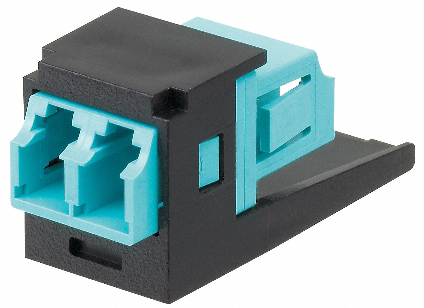 Fiber Optic Jack: LC, Aqua/Black, Zirconia Ceramic, Mini-Com Faceplate and Panels
