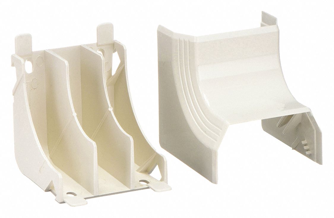 Inside Corner: T-45, 2 1/2 in Wd, 1 1/4 in Ht, Plastic, Off White