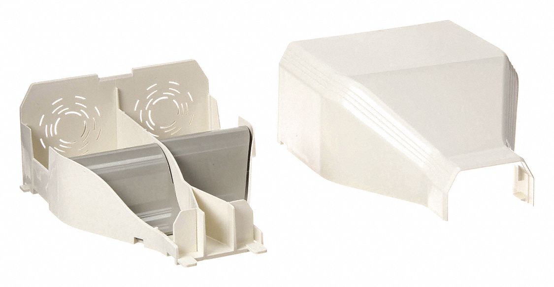 Entrance End: T-45, 2 1/2 in Wd, 1 1/4 in Ht, Plastic, Off White