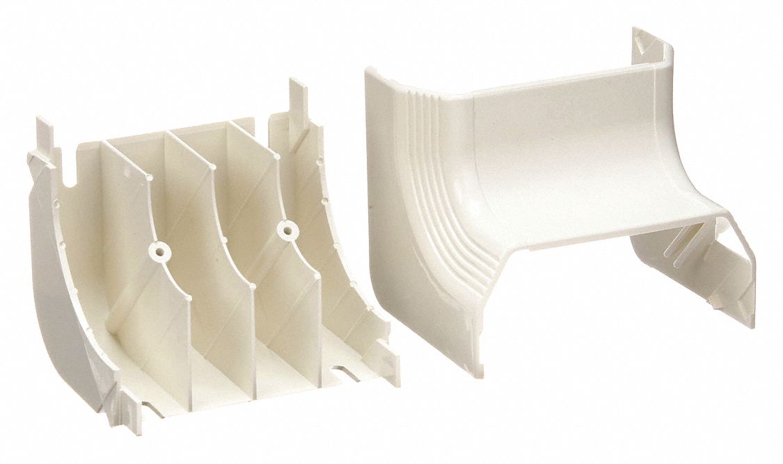 Inside Corner: T-70, 4 in Wd, 1 3/4 in Ht, Plastic, Off White