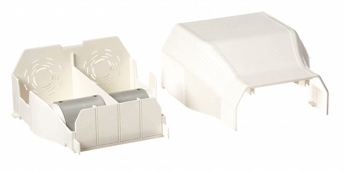 Entrance End: T-70, 2 1/2 in Wd, 1 1/4 in Ht, Plastic, Off White
