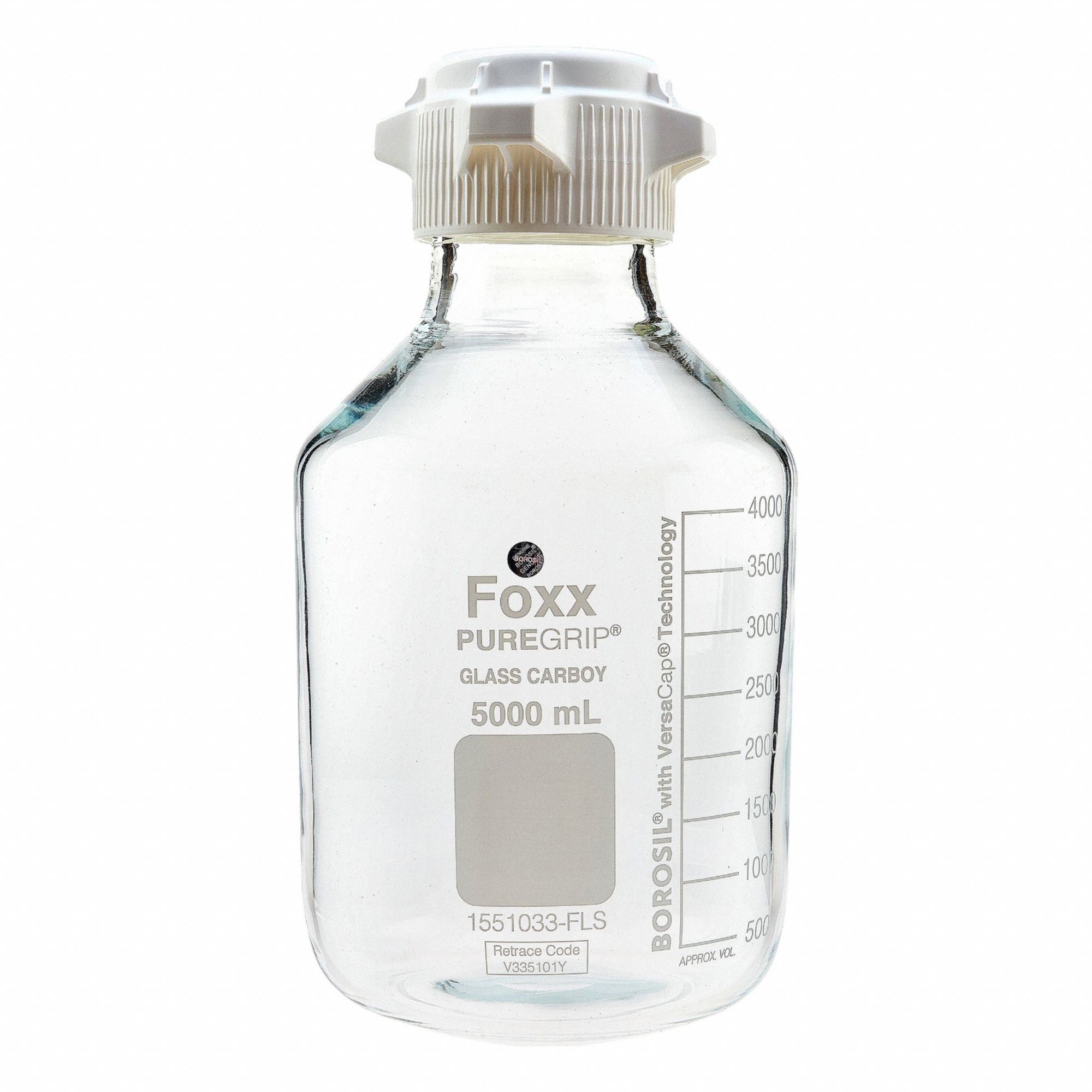 Glass Jugs: Colorless, Borosilicate Glass, 5 L, 185 mm, Includes Closure