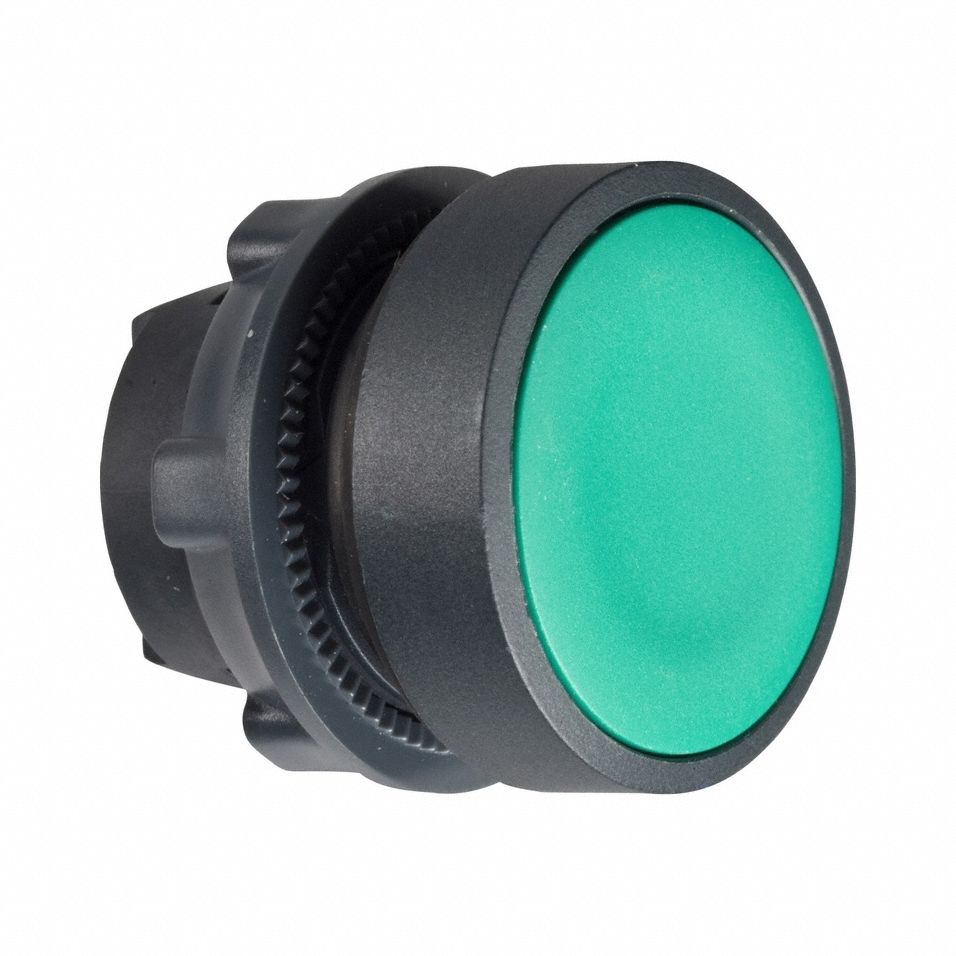 Flush Push Button: Green, 22 mm Mounting Size, Non-Metallic, Maintained
