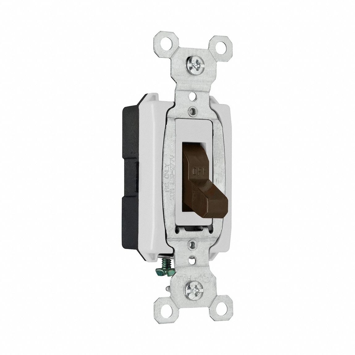 Wall Switch: Toggle Switch, Single Pole, Brown, 20 A, 120/277V AC, Screw Terminals