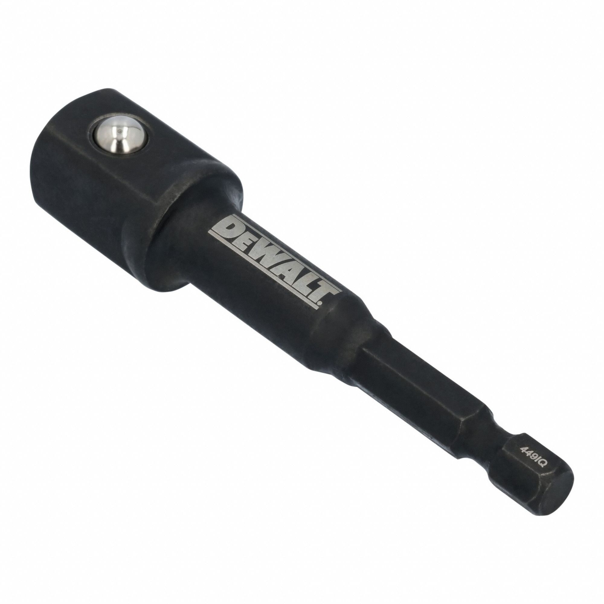 DEWALT Socket Adapter: 1/4 in Input Drive Size, 1/2 in Output Drive Size, Square, 3 in Overall Lg (MPN DWAFE12ADPT). Key specifications — attr1204900: Square; attr1204904: Locking Not Included; attr1204910: DEWALT.