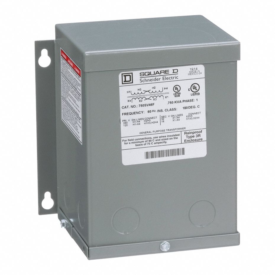 Buck Boost Transformer: 750 VA Power Rating, 120 x 240V AC, 16/32V AC, Single Phase, 3R