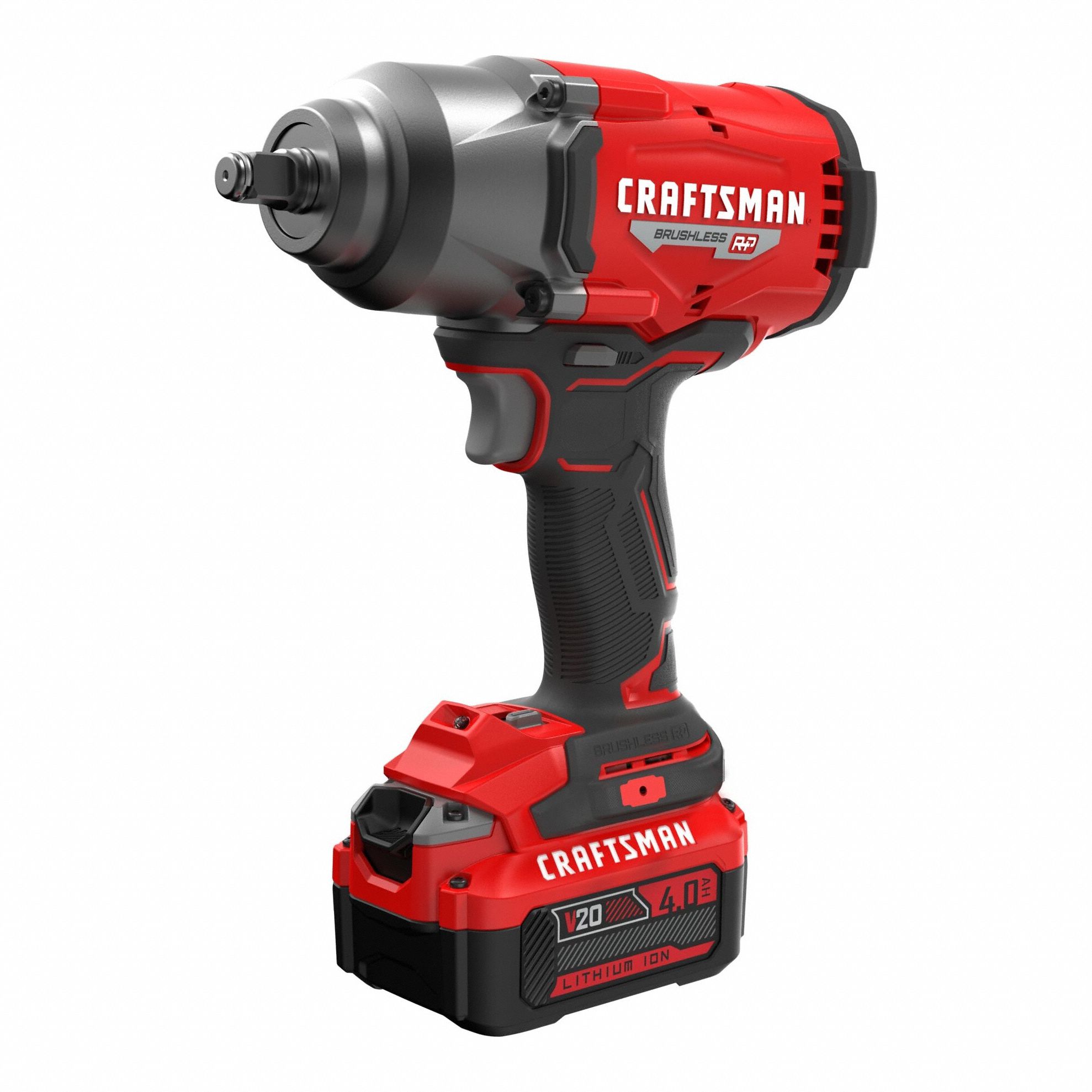 Impact Wrench Kit: 1/2 in Drive Size, 700 ft-lb Fastening Torque, Brushless, 20 V DC Volt